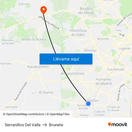 Serranillos Del Valle to Brunete map