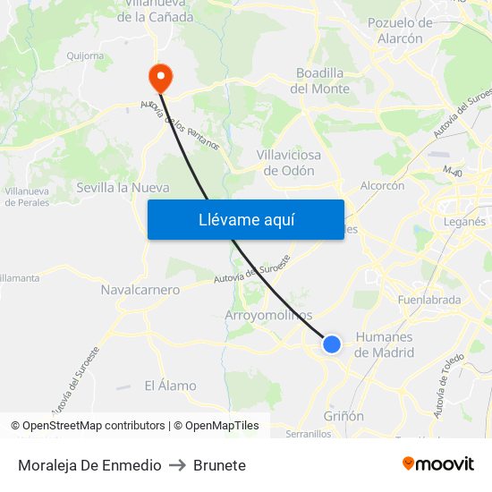 Moraleja De Enmedio to Brunete map