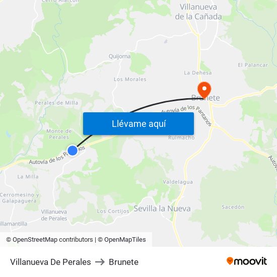 Villanueva De Perales to Brunete map