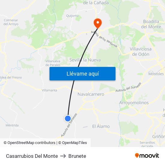 Casarrubios Del Monte to Brunete map