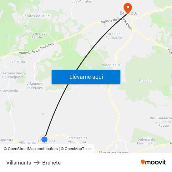 Villamanta to Brunete map