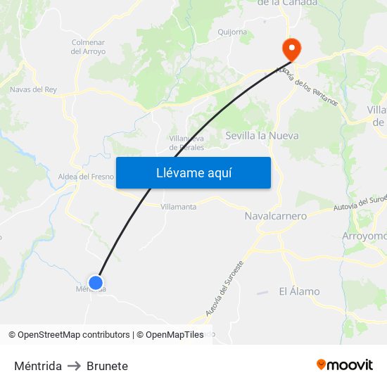 Méntrida to Brunete map