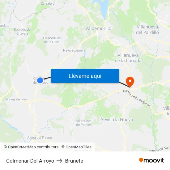 Colmenar Del Arroyo to Brunete map