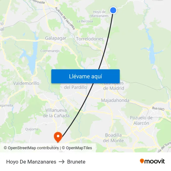 Hoyo De Manzanares to Brunete map