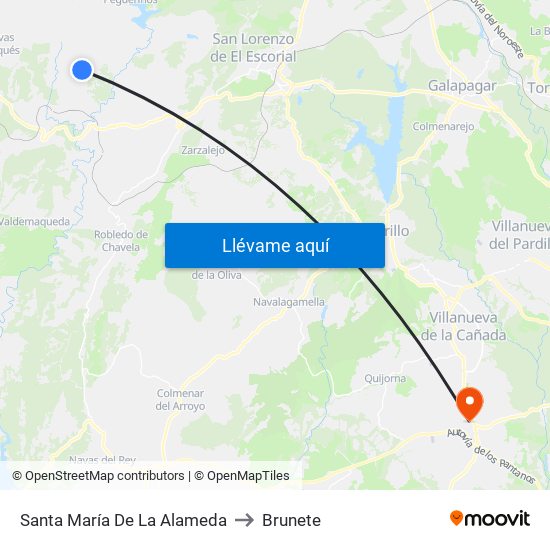 Santa María De La Alameda to Brunete map