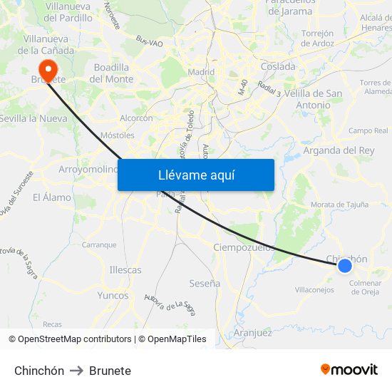 Chinchón to Brunete map