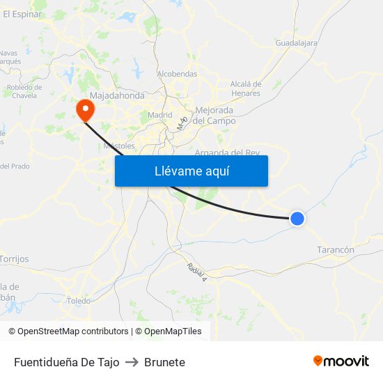 Fuentidueña De Tajo to Brunete map