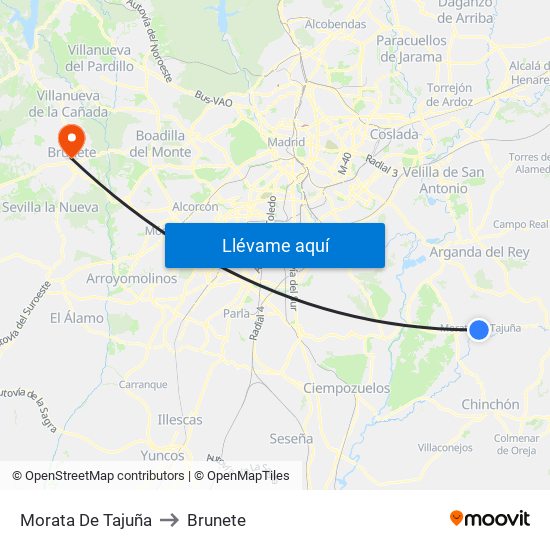 Morata De Tajuña to Brunete map