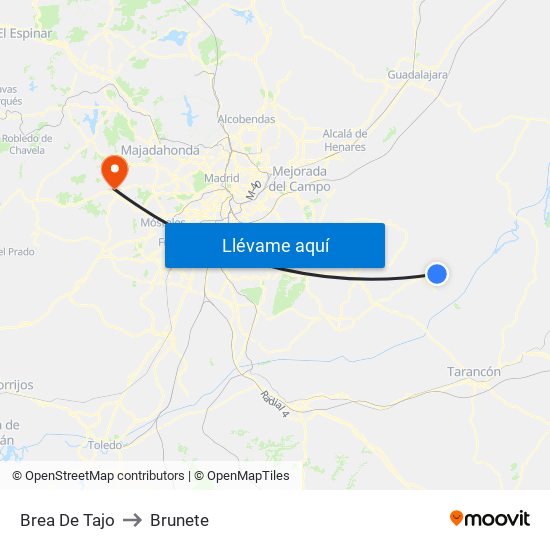 Brea De Tajo to Brunete map
