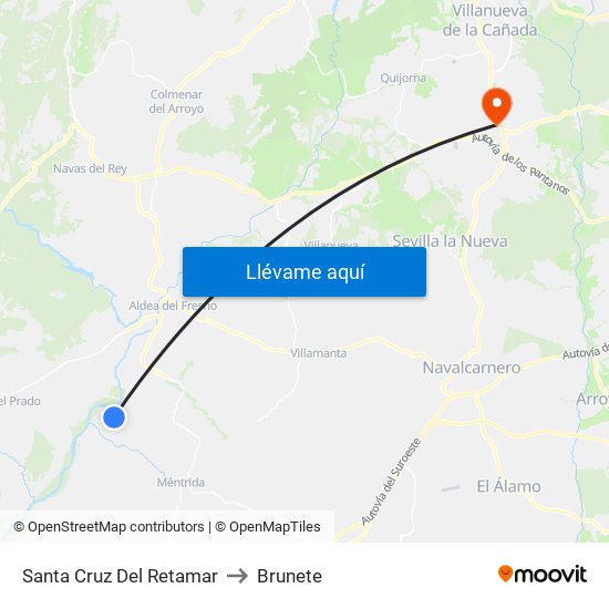 Santa Cruz Del Retamar to Brunete map