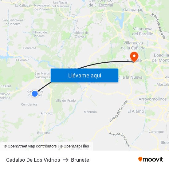 Cadalso De Los Vidrios to Brunete map
