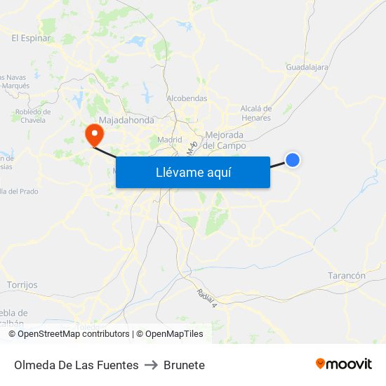Olmeda De Las Fuentes to Brunete map
