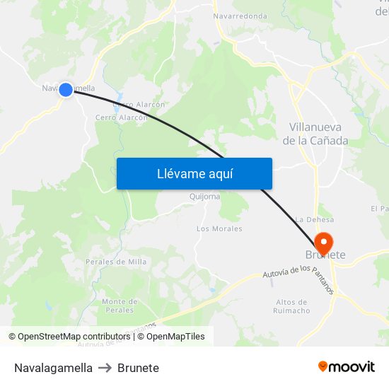 Navalagamella to Brunete map