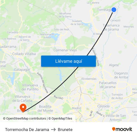 Torremocha De Jarama to Brunete map