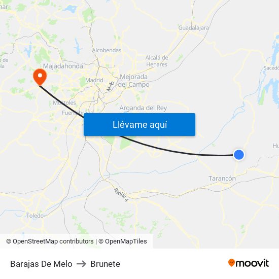 Barajas De Melo to Brunete map