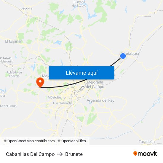 Cabanillas Del Campo to Brunete map