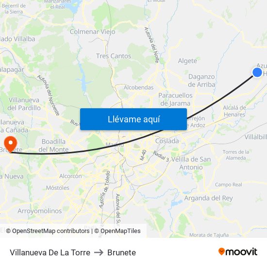 Villanueva De La Torre to Brunete map