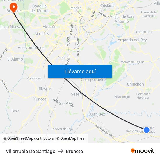 Villarrubia De Santiago to Brunete map