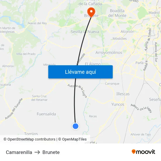 Camarenilla to Brunete map
