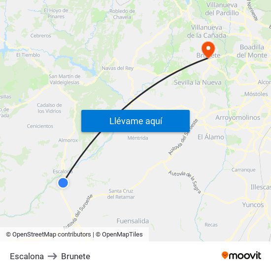 Escalona to Brunete map