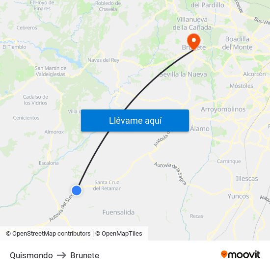 Quismondo to Brunete map