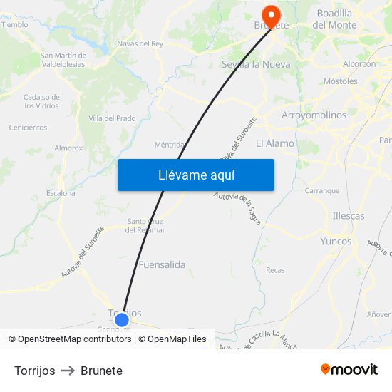 Torrijos to Brunete map