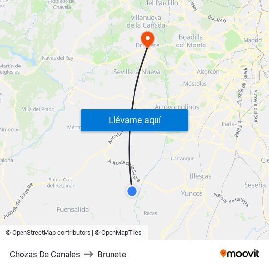 Chozas De Canales to Brunete map