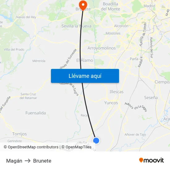 Magán to Brunete map