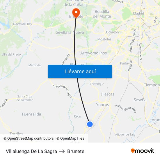 Villaluenga De La Sagra to Brunete map