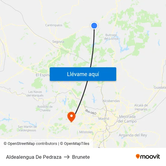 Aldealengua De Pedraza to Brunete map