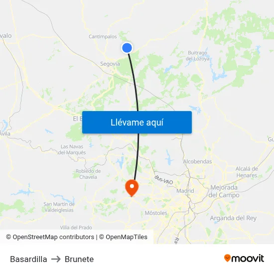 Basardilla to Brunete map