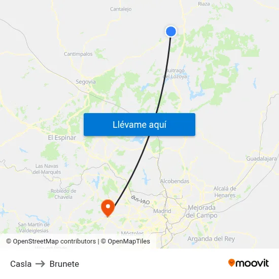 Casla to Brunete map