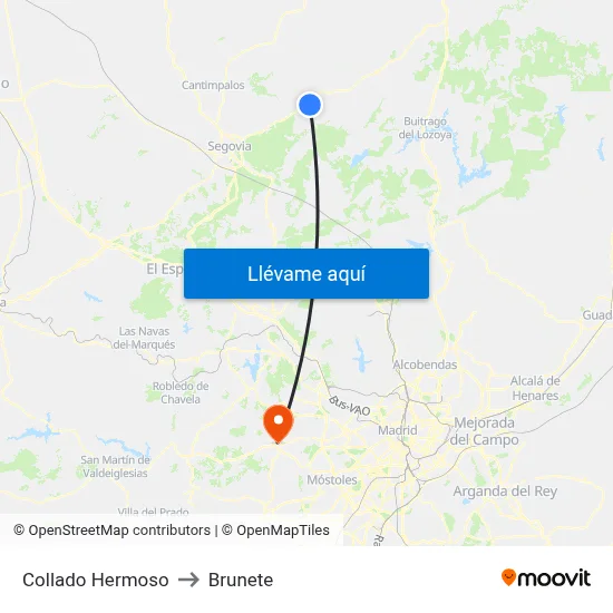 Collado Hermoso to Brunete map