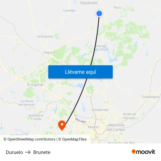Duruelo to Brunete map