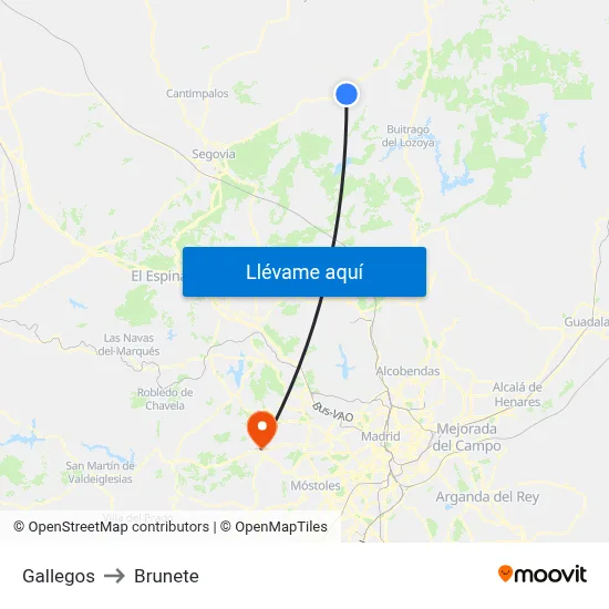 Gallegos to Brunete map