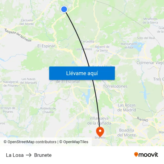 La Losa to Brunete map