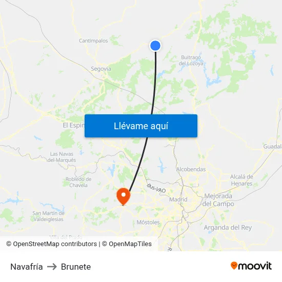 Navafría to Brunete map