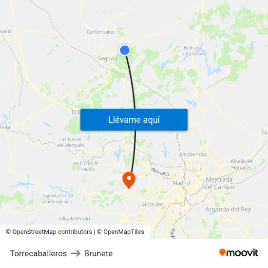Torrecaballeros to Brunete map