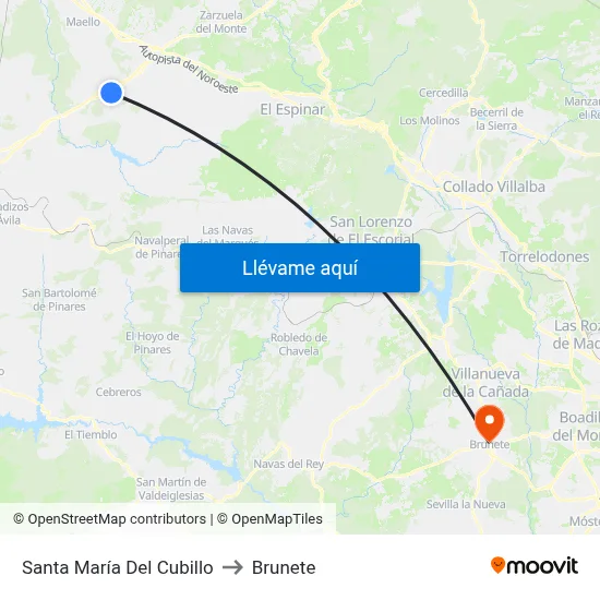Santa María Del Cubillo to Brunete map