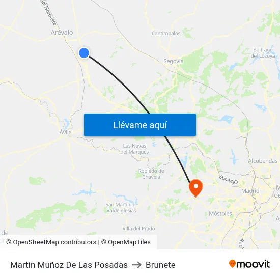 Martín Muñoz De Las Posadas to Brunete map