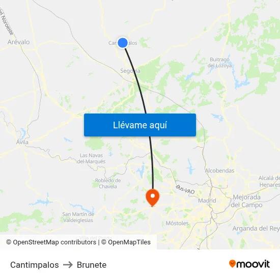 Cantimpalos to Brunete map