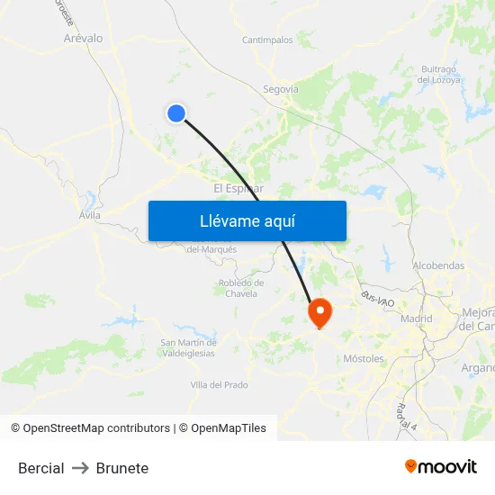 Bercial to Brunete map