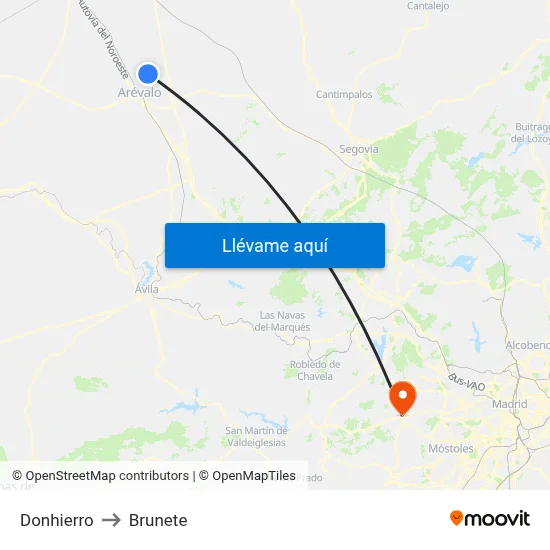 Donhierro to Brunete map