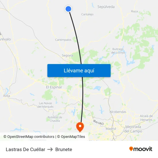 Lastras De Cuéllar to Brunete map