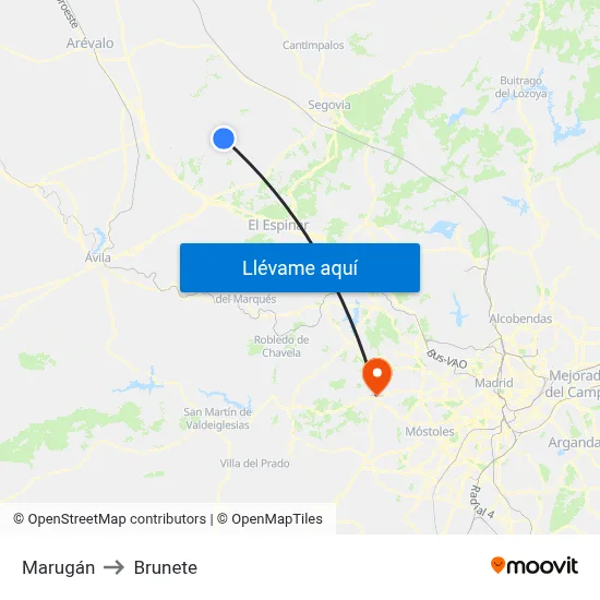 Marugán to Brunete map