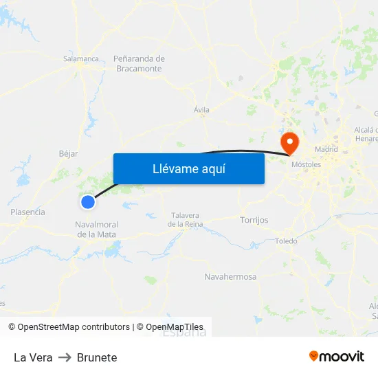 La Vera to Brunete map