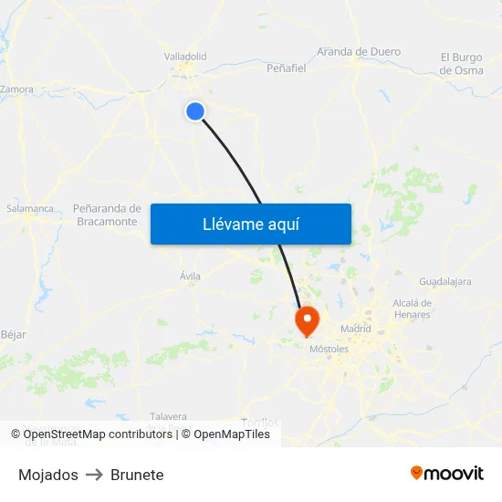 Mojados to Brunete map