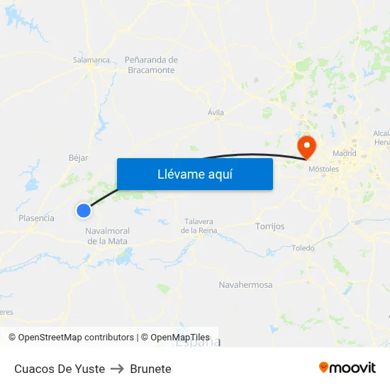 Cuacos De Yuste to Brunete map