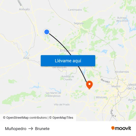 Muñopedro to Brunete map