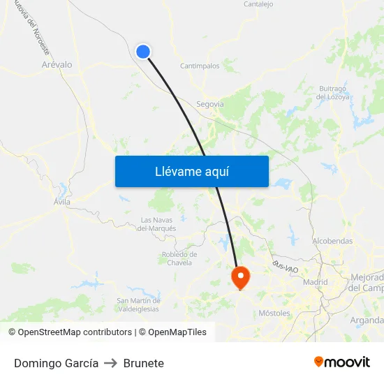 Domingo García to Brunete map
